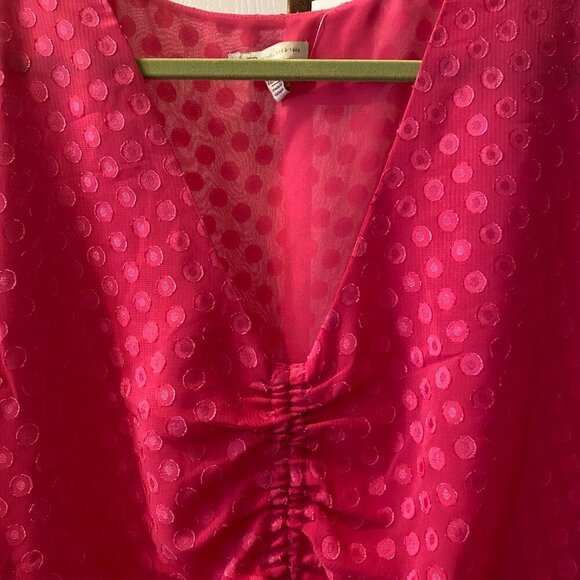 Cato 🌸 Hot Pink Polka Dot Blouse 💖 Plus Size 22/24 NWT – Sheer Flowy Top - Picture 2 of 7